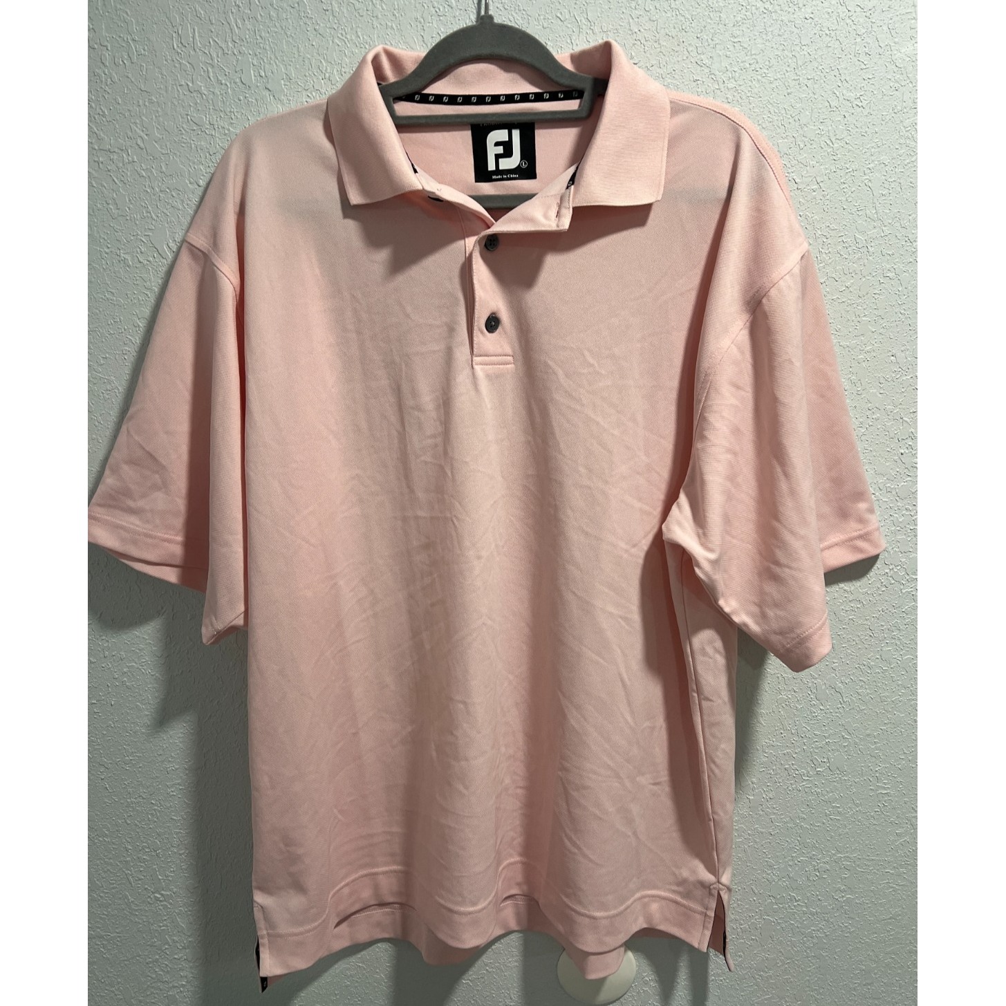 Footjoy Golf Pink Polo Mens Prodry Pique Collared Shirt Short Sleeve Size L